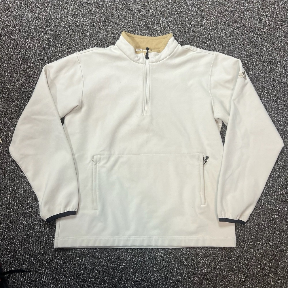 Adias Quarter Zip Up Sweatshirt Pullover Climaproof White Size Medium